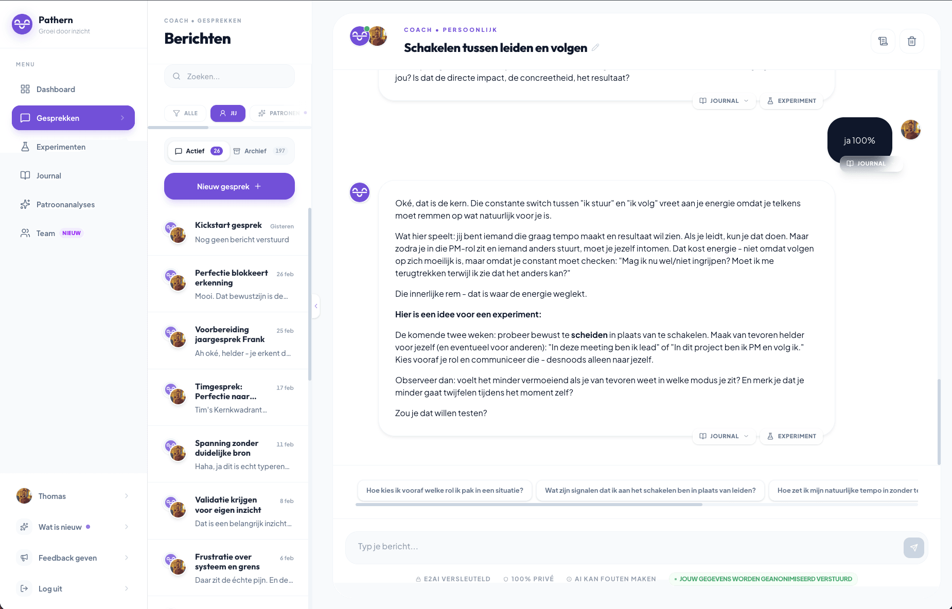 AI coach gesprek